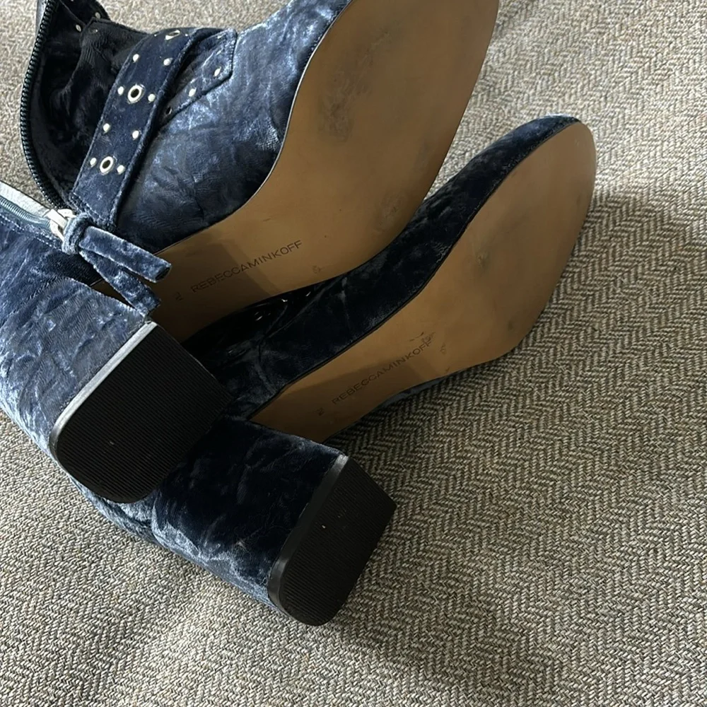 Rebecca Minkoff Logan‎ Velvet Embellished Buckle Boots.Size7